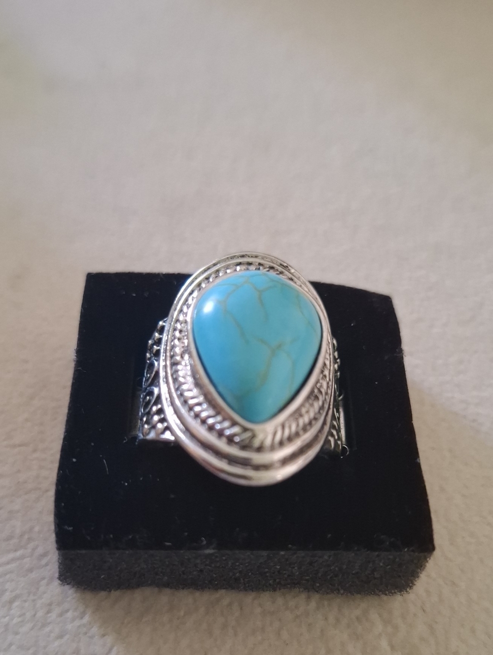 Turquoise Teardrop Statement Stretch Ring